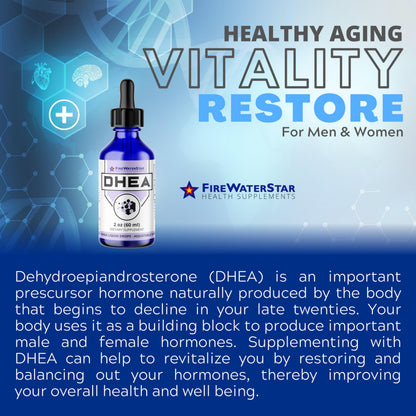 FWS DHEA Liquid Drops - Pure DHEA Supplement, Adjustable Dosing 5-50mg
