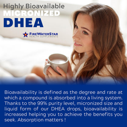 FWS DHEA Liquid Drops - Pure DHEA Supplement, Adjustable Dosing 5-50mg
