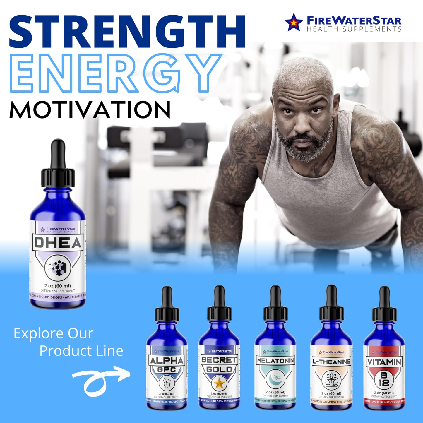 FWS DHEA Liquid Drops - Pure DHEA Supplement, Adjustable Dosing 5-50mg