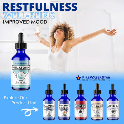 FWS Liquid Melatonin Drops for Adults and Kids - 99% Pure Bioactive Melatonin - Organic, Non-GMO, Vegan - 2oz