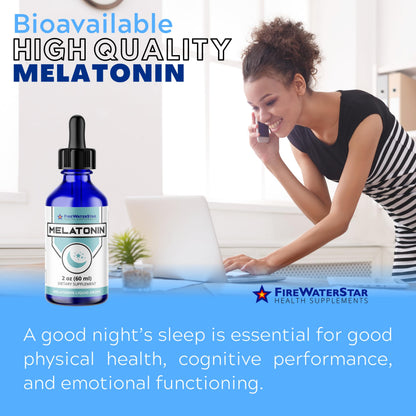 FWS Liquid Melatonin Drops for Adults and Kids - 99% Pure Bioactive Melatonin - Organic, Non-GMO, Vegan - 2oz