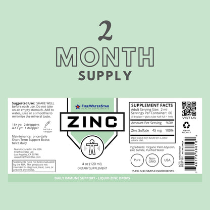 FWS Liquid Zinc Supplement - Organic Vegan Drops for Immune Support