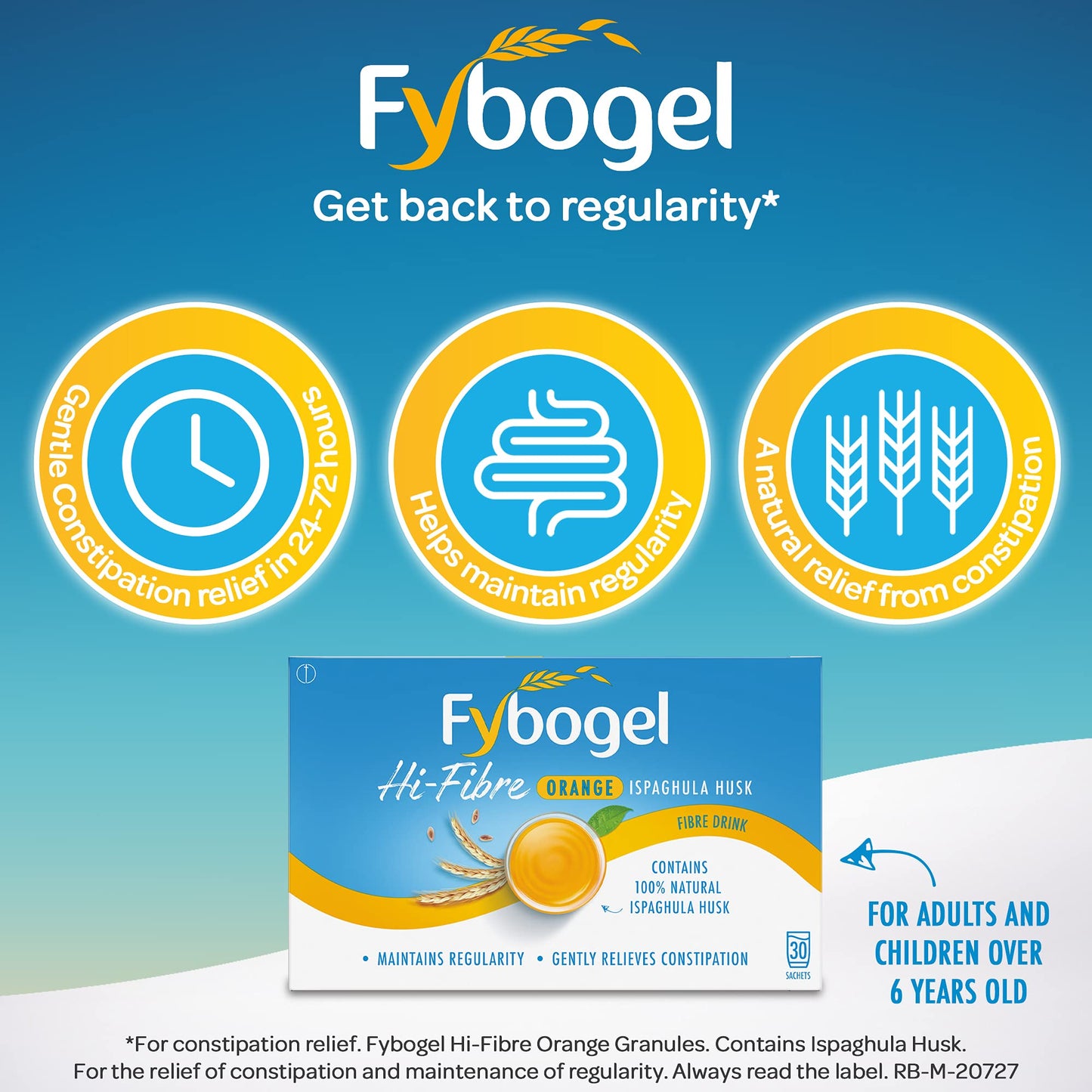Fybogel Hi Fibre Sachets Orange Flavour 30 | Gentle Fibre Drink for Regularity