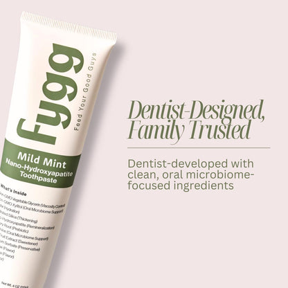 Fygg Fluoride-Free Nano-Hydroxyapatite Toothpaste – Mild Mint (4oz) | Dentist-Recommended