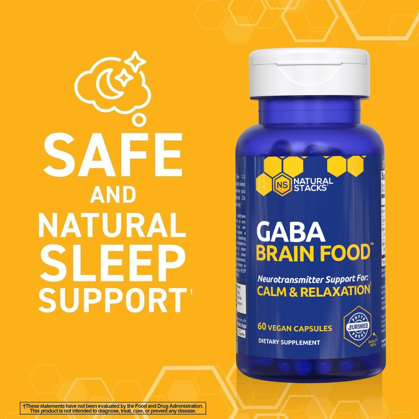 Natural Stacks GABA Brain Food - Calm & Sleep Support, 120 L-Citrulline Capsules