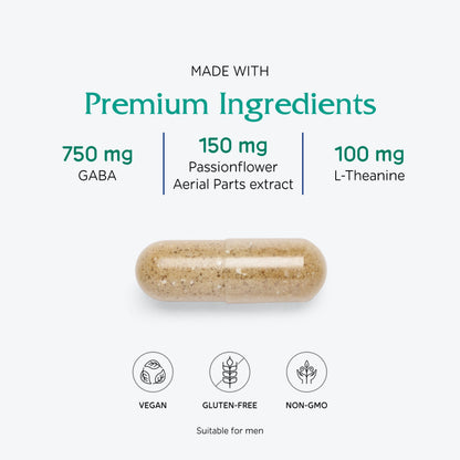Vitanica GABA Ease - Calming Support, Vegan, 60 Capsules
