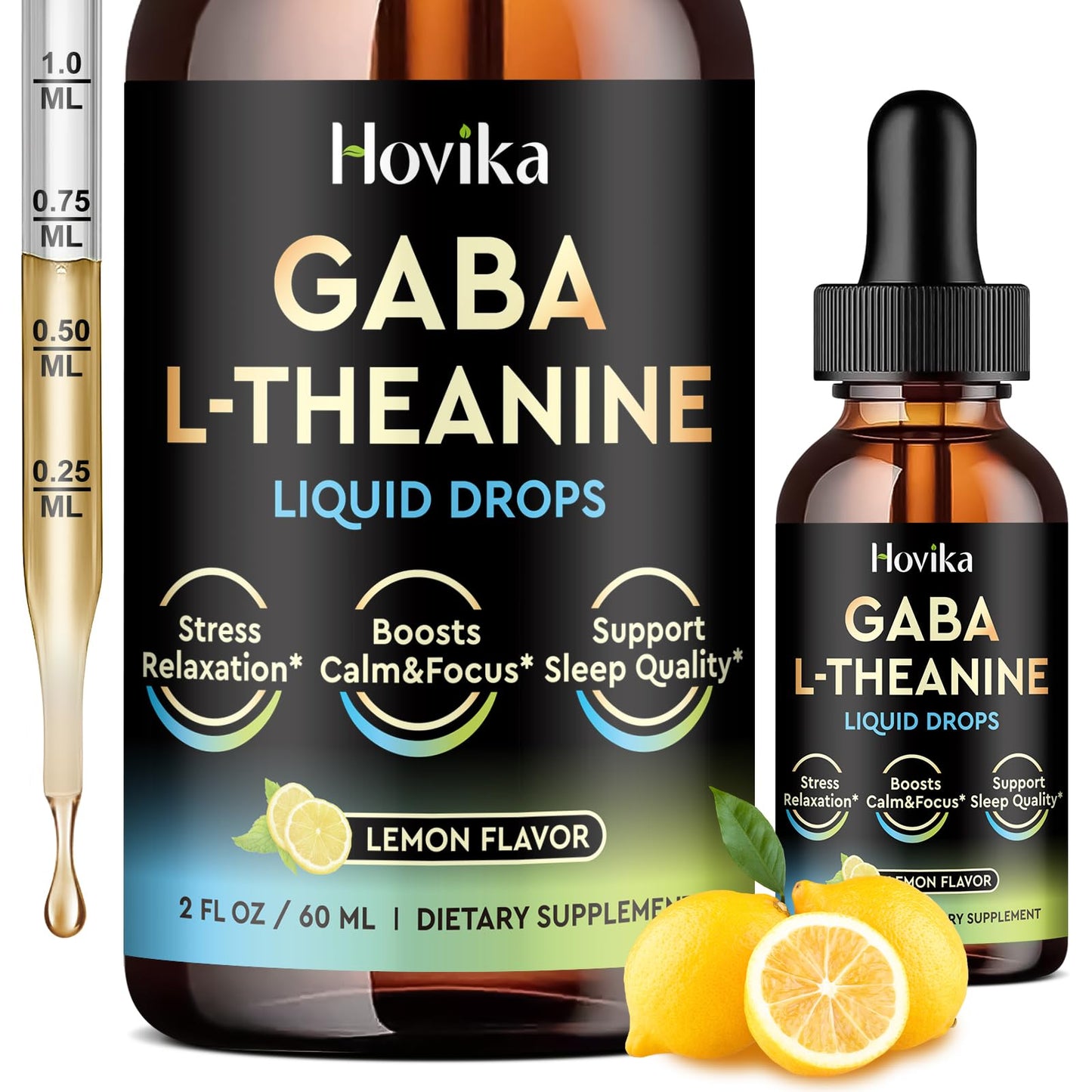 GABA L-Theanine Drops – Sleep, Calm Mood & Focus (Lemon, 2 oz)
