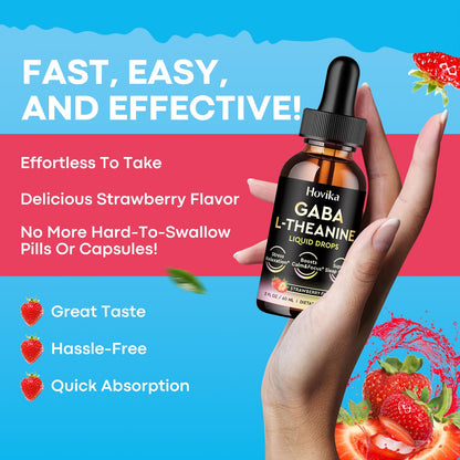 GABA L-Theanine Drops – Strawberry Flavor (2 oz) for Sleep, Relaxation & Focus