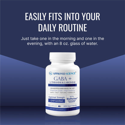 Approved Science GABA+ | Calm, Sleep & Mood Support | 600mg GABA + L-Theanine | 360 Vegan Capsules