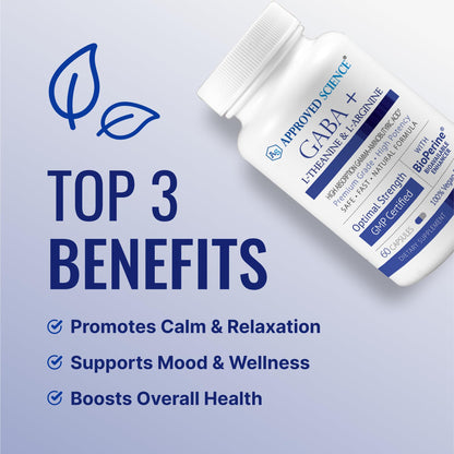 Approved Science GABA+ | Calm, Sleep & Mood Support | 600mg GABA + L-Theanine | 360 Vegan Capsules