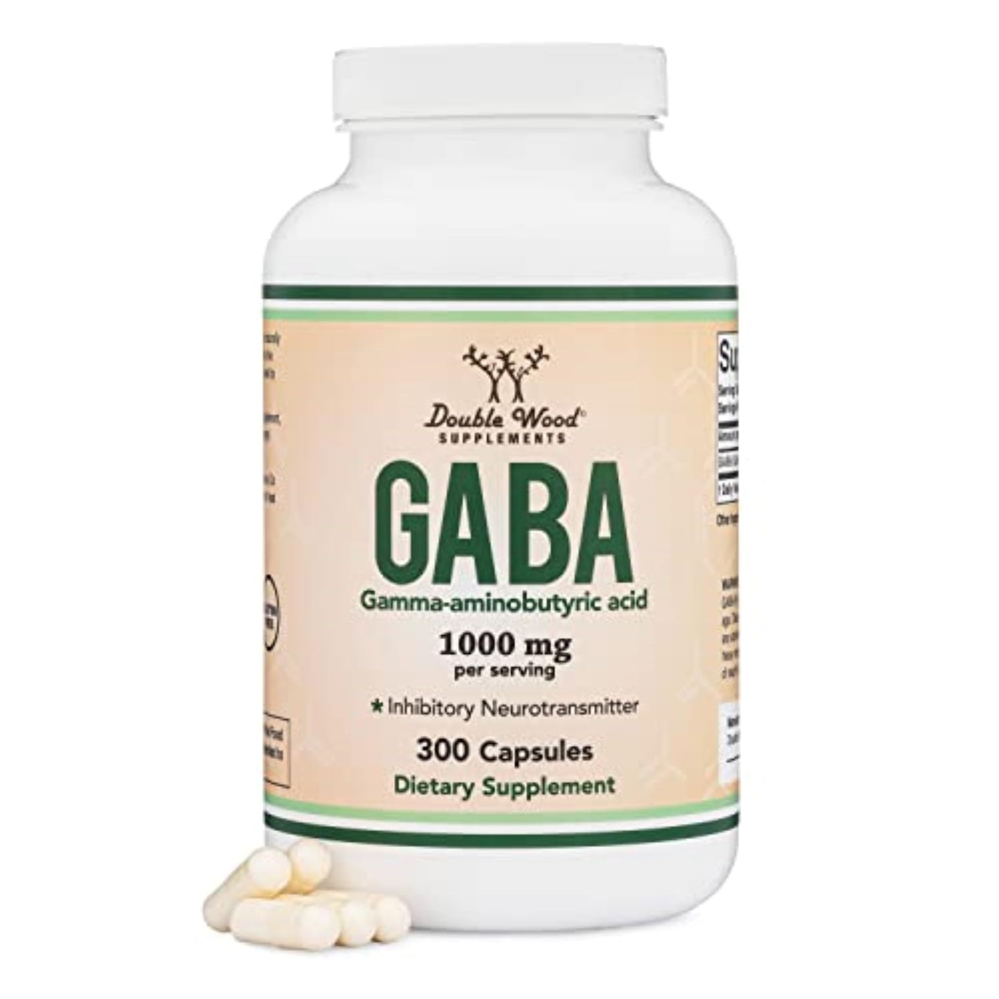 GABA Supplement 300 Capsules 1000mg | Calm, Sleep Support | Double Wood
