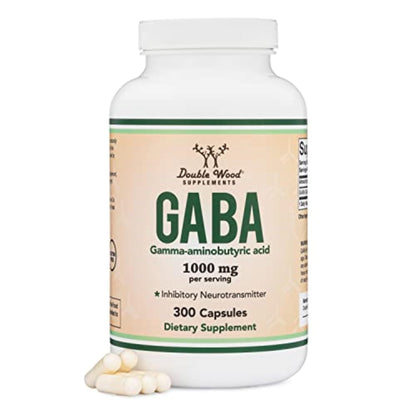 GABA Supplement 300 Capsules 1000mg | Calm, Sleep Support | Double Wood