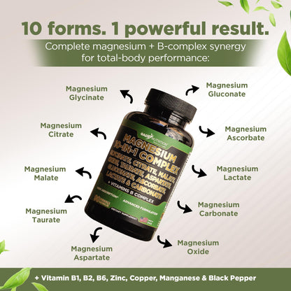 Gade Nutrition Magnesium Complex 10-in-1 – Glycinate, Citrate, Malate & More (90 Count, Pack of 1)