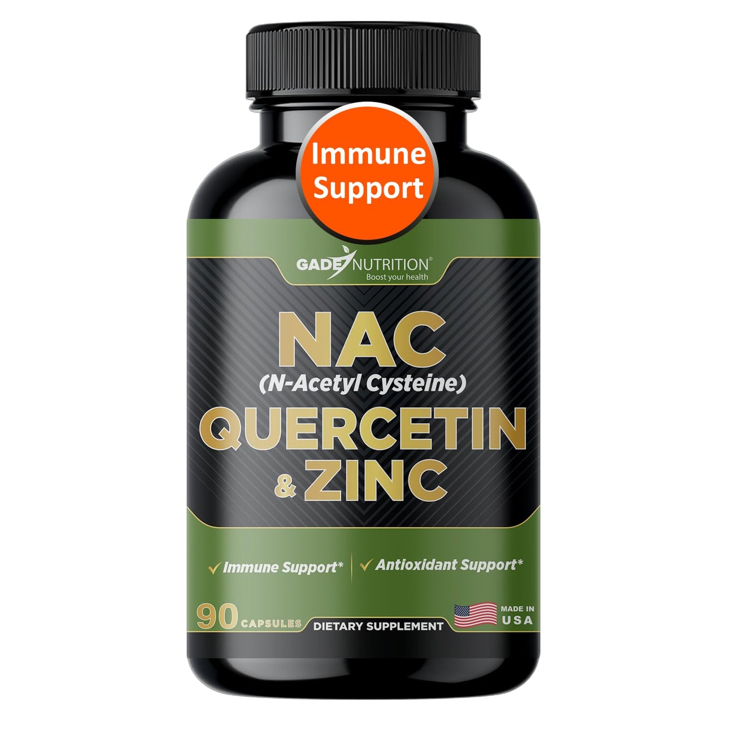 Gade Nutrition NAC Supplement with N-Acetyl Cysteine, Quercetin & Zinc | Immune Support | USA Made