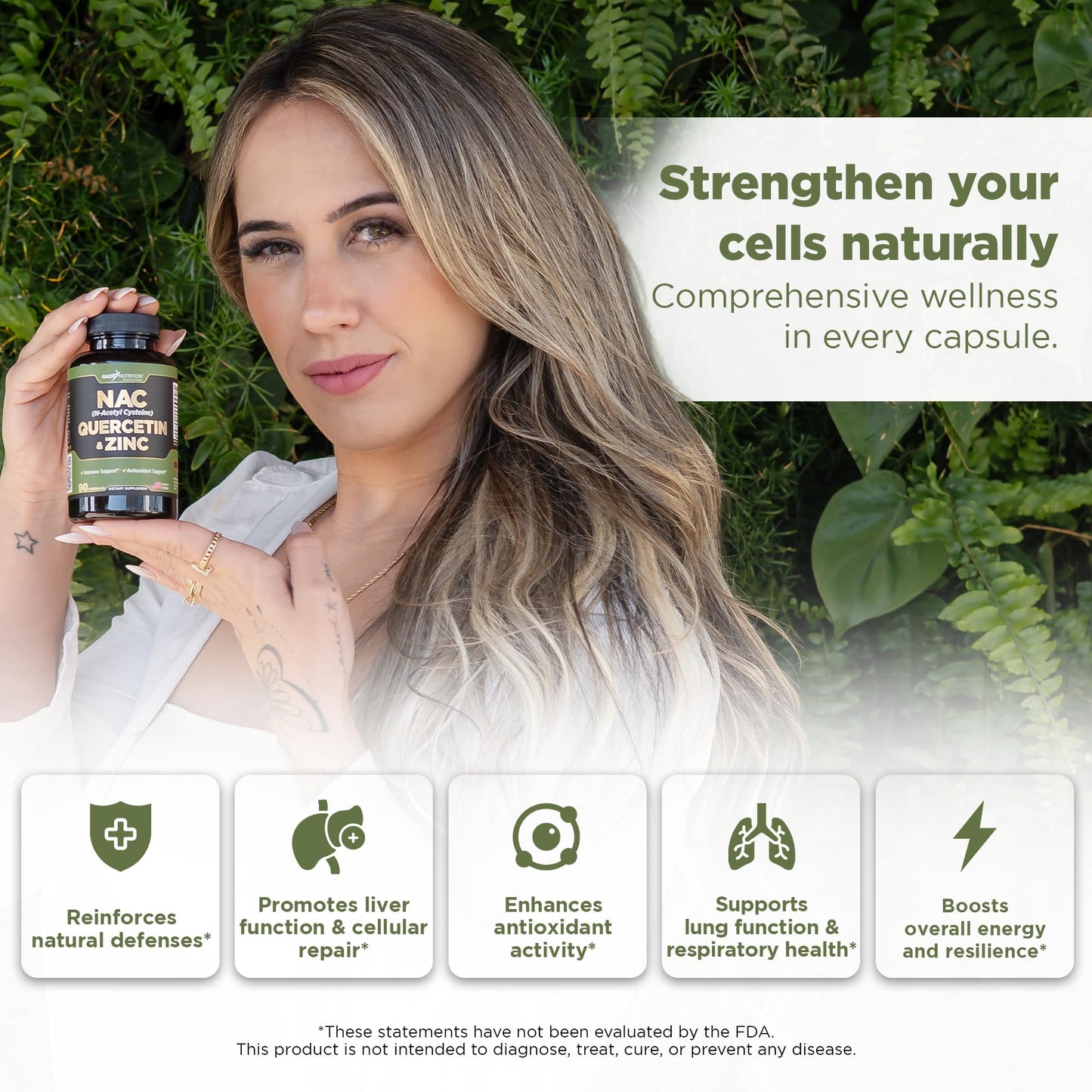 Gade Nutrition NAC Supplement with N-Acetyl Cysteine, Quercetin & Zinc | Immune Support | USA Made