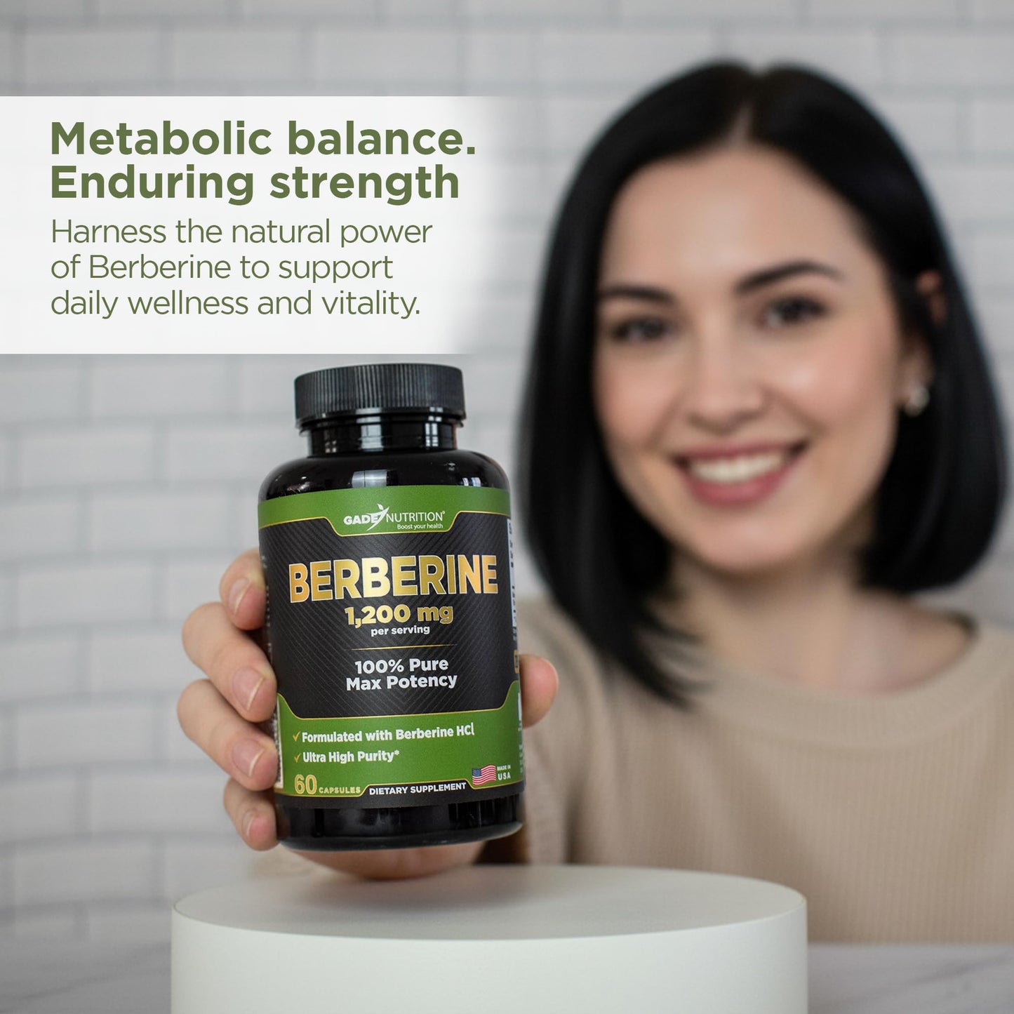 Gade Nutrition Berberine Supplement | Berberine HCl 1200 mg per Serving | Gluten Free, Non-GMO, Dairy Free | Made in USA