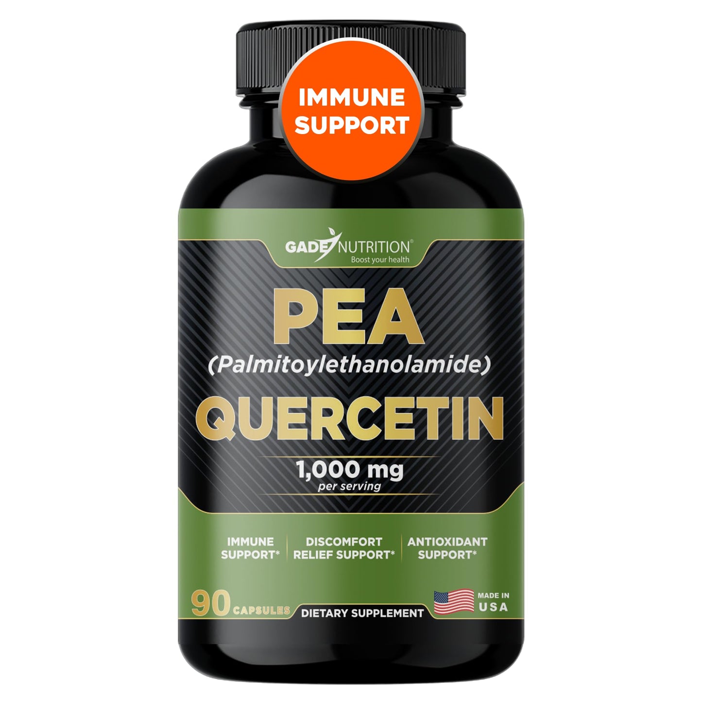 Gade Nutrition Palmitoylethanolamide PEA + Quercetin Phytosome | 800 mg PEA, 200 mg Quercetin | Made in USA