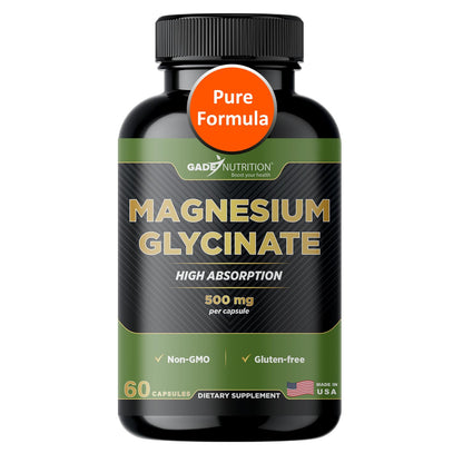 Gade Nutrition Pure Magnesium Glycinate | Magnesium Supplement as Calm Magnesium for Sleep | Magnesium Complex Supplement in Capsules Made wih Magnesium Glycinate Powder - or Calm Magnesium Powder