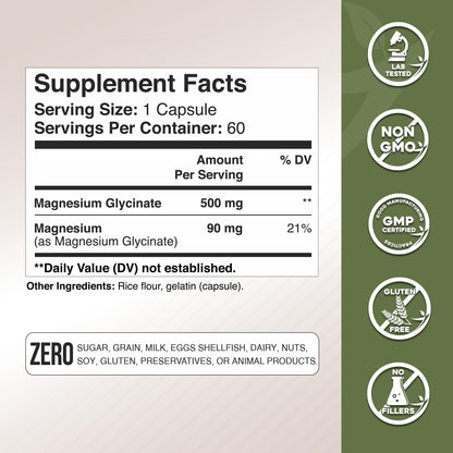 Gade Nutrition Pure Magnesium Glycinate | Magnesium Supplement as Calm Magnesium for Sleep | Magnesium Complex Supplement in Capsules Made wih Magnesium Glycinate Powder - or Calm Magnesium Powder