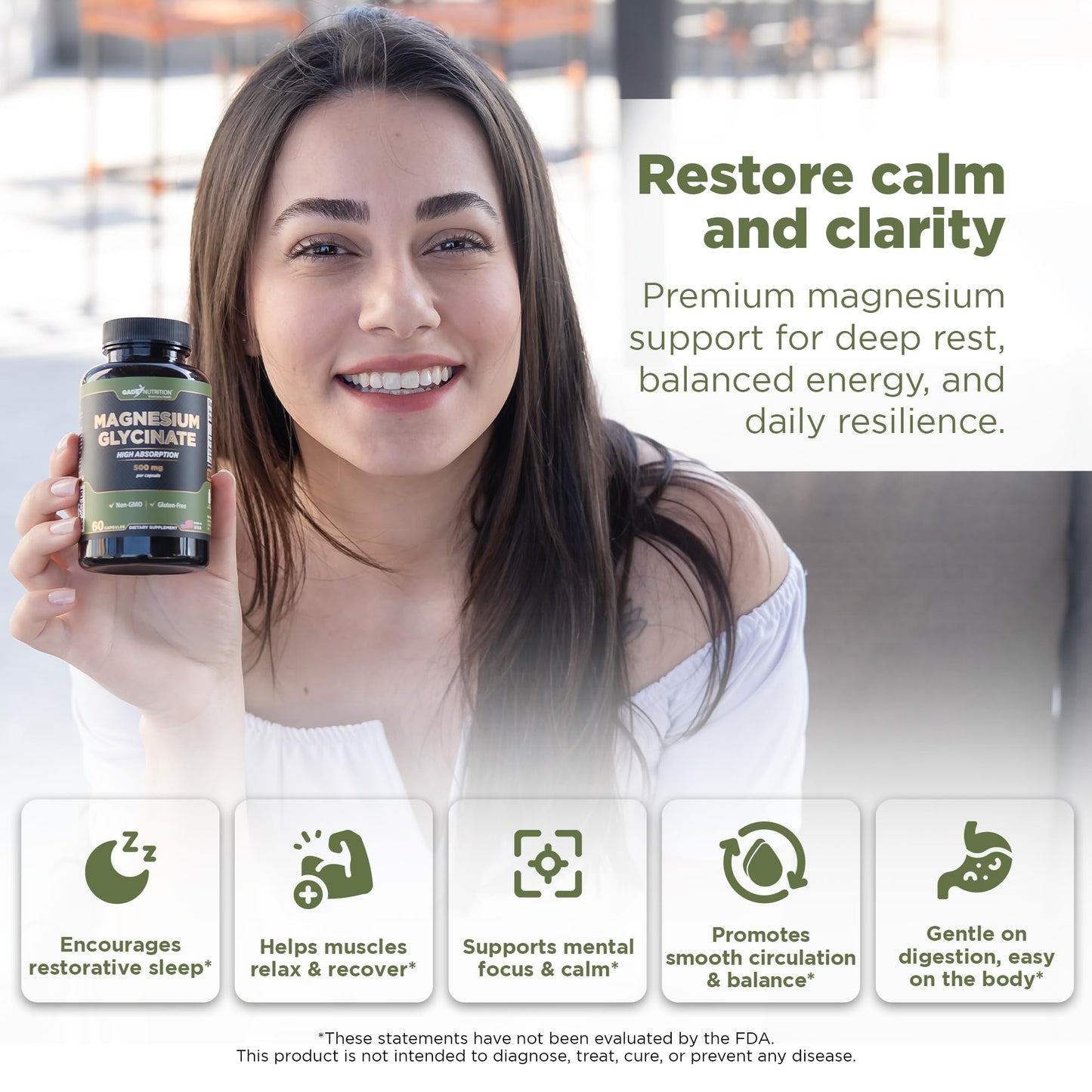 Gade Nutrition Pure Magnesium Glycinate | Magnesium Supplement as Calm Magnesium for Sleep | Magnesium Complex Supplement in Capsules Made wih Magnesium Glycinate Powder - or Calm Magnesium Powder