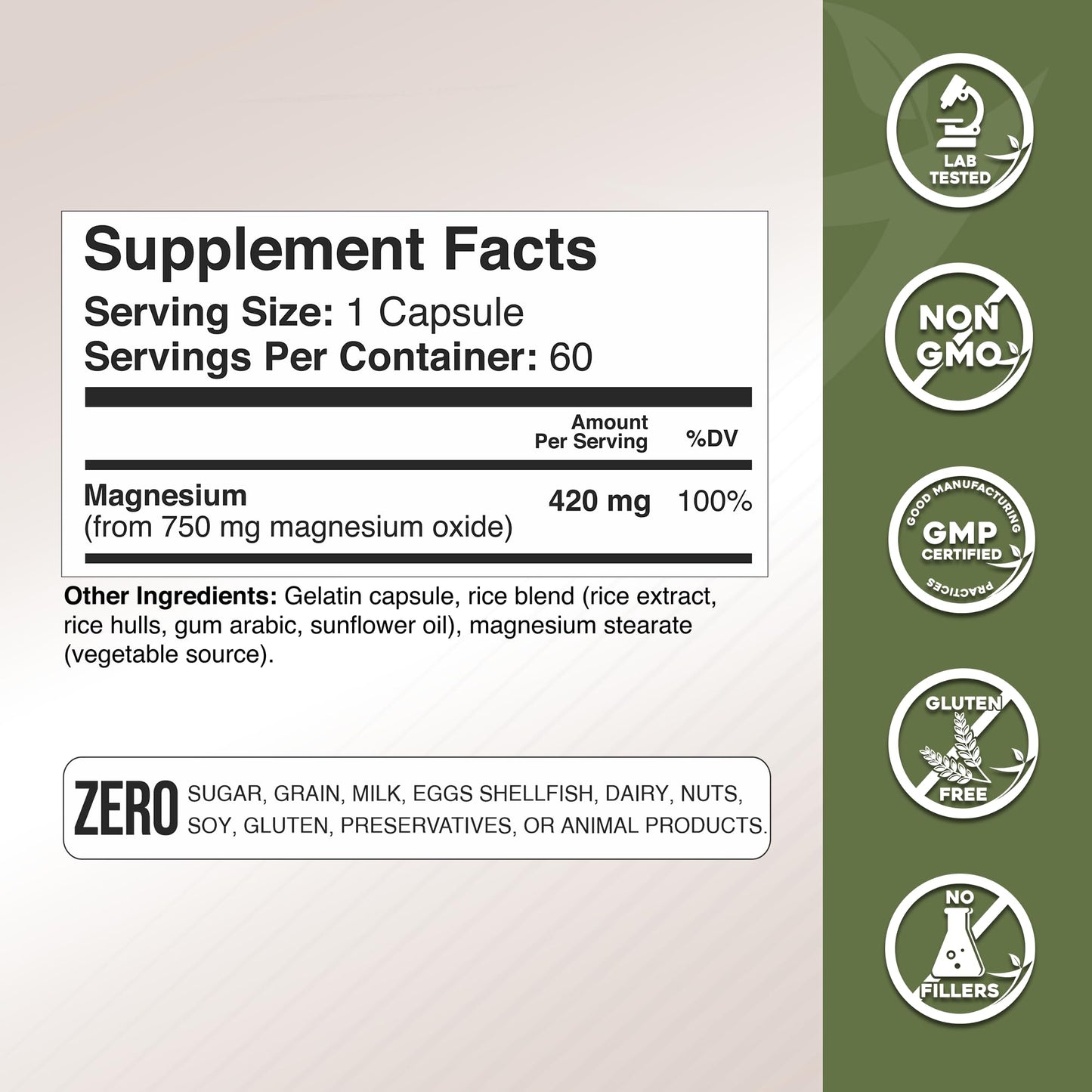 Gade Nutrition Pure Magnesium Oxide 750 mg – Magnesium Capsule Supplement Made in USA | Sleep & Muscle Support