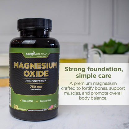 Gade Nutrition Pure Magnesium Oxide 750 mg – Magnesium Capsule Supplement Made in USA | Sleep & Muscle Support