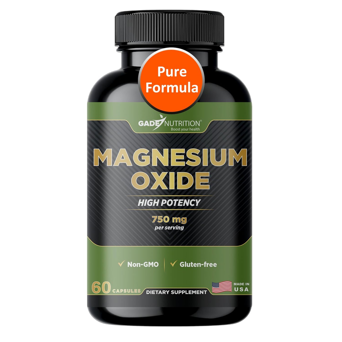 Gade Nutrition Pure Magnesium Oxide 750 mg – Magnesium Capsule Supplement Made in USA | Sleep & Muscle Support