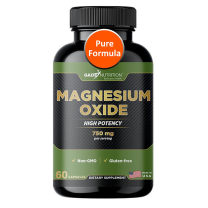Gade Nutrition Pure Magnesium Oxide 750 mg – Magnesium Capsule Supplement Made in USA | Sleep & Muscle Support