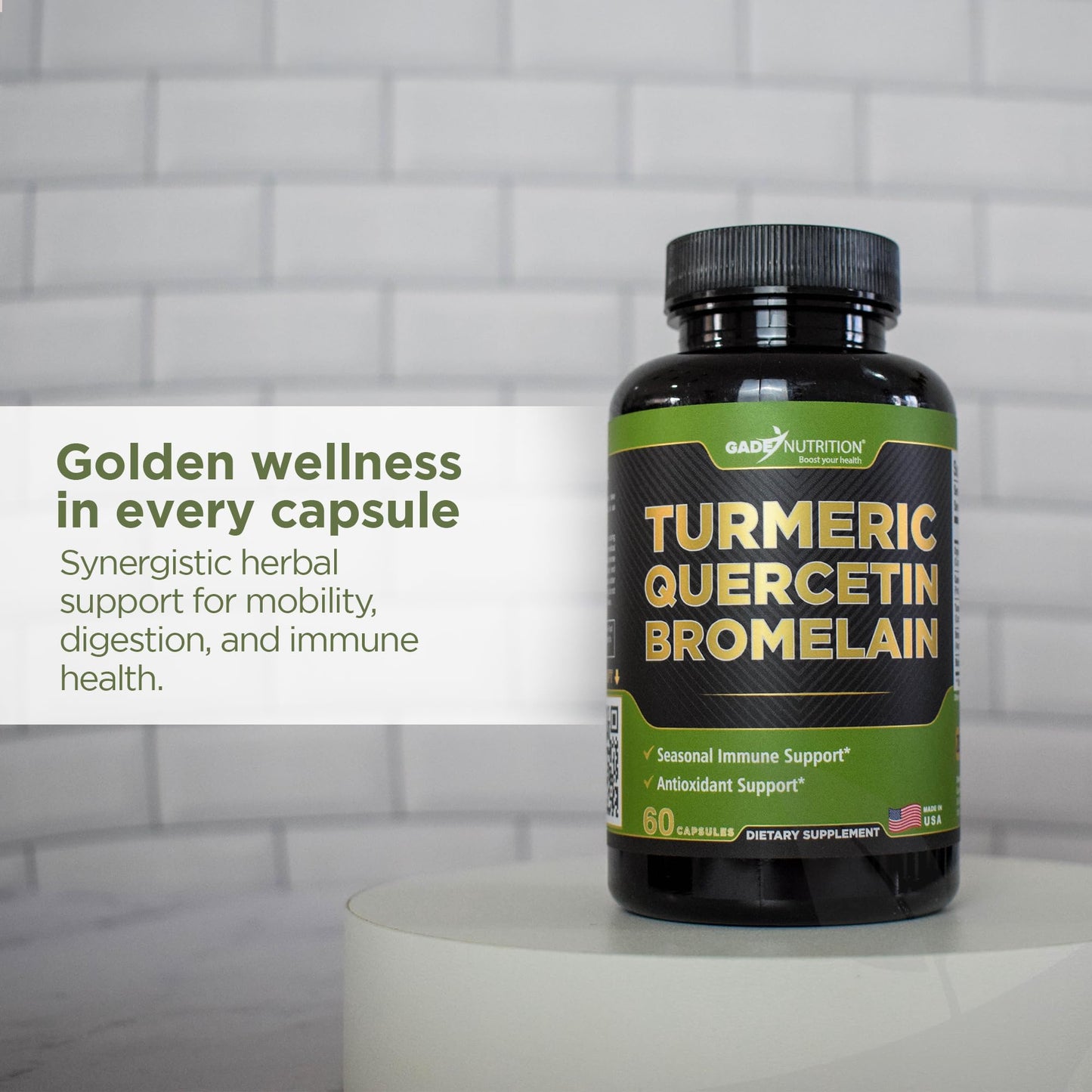 Gade Nutrition Turmeric Quercetin with Bromelain – Immune, Allergy & Joint Support | Non-GMO & Gluten-Free | Made in USA