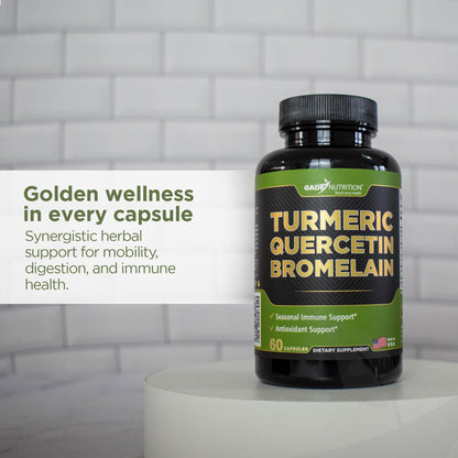 Gade Nutrition Turmeric Quercetin with Bromelain – Immune, Allergy & Joint Support | Non-GMO & Gluten-Free | Made in USA