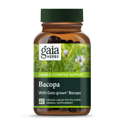 Gaia Herbs Bacopa - Brain & Cognitive Support (60 Vegan Liquid Phyto-Capsules)