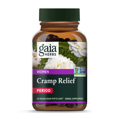 Gaia Herbs Cramp Relief – Hormone Balance & Period Cramp Relief | 60 Vegan Capsules