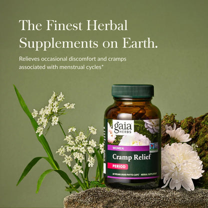 Gaia Herbs Cramp Relief – Hormone Balance & Period Cramp Relief | 60 Vegan Capsules