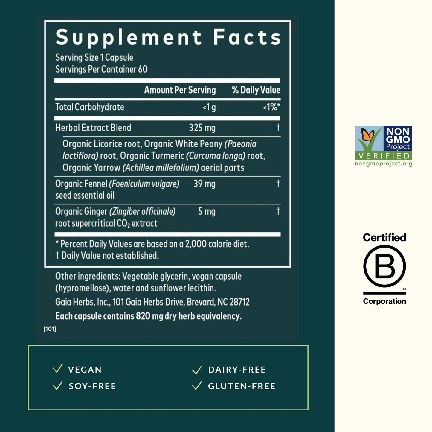 Gaia Herbs Cramp Relief – Hormone Balance & Period Cramp Relief | 60 Vegan Capsules
