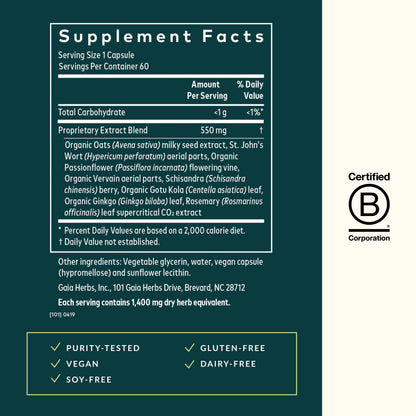 Gaia Herbs Emotional Balance - Stress Support - 60 Vegan Liquid Phyto-Capsules