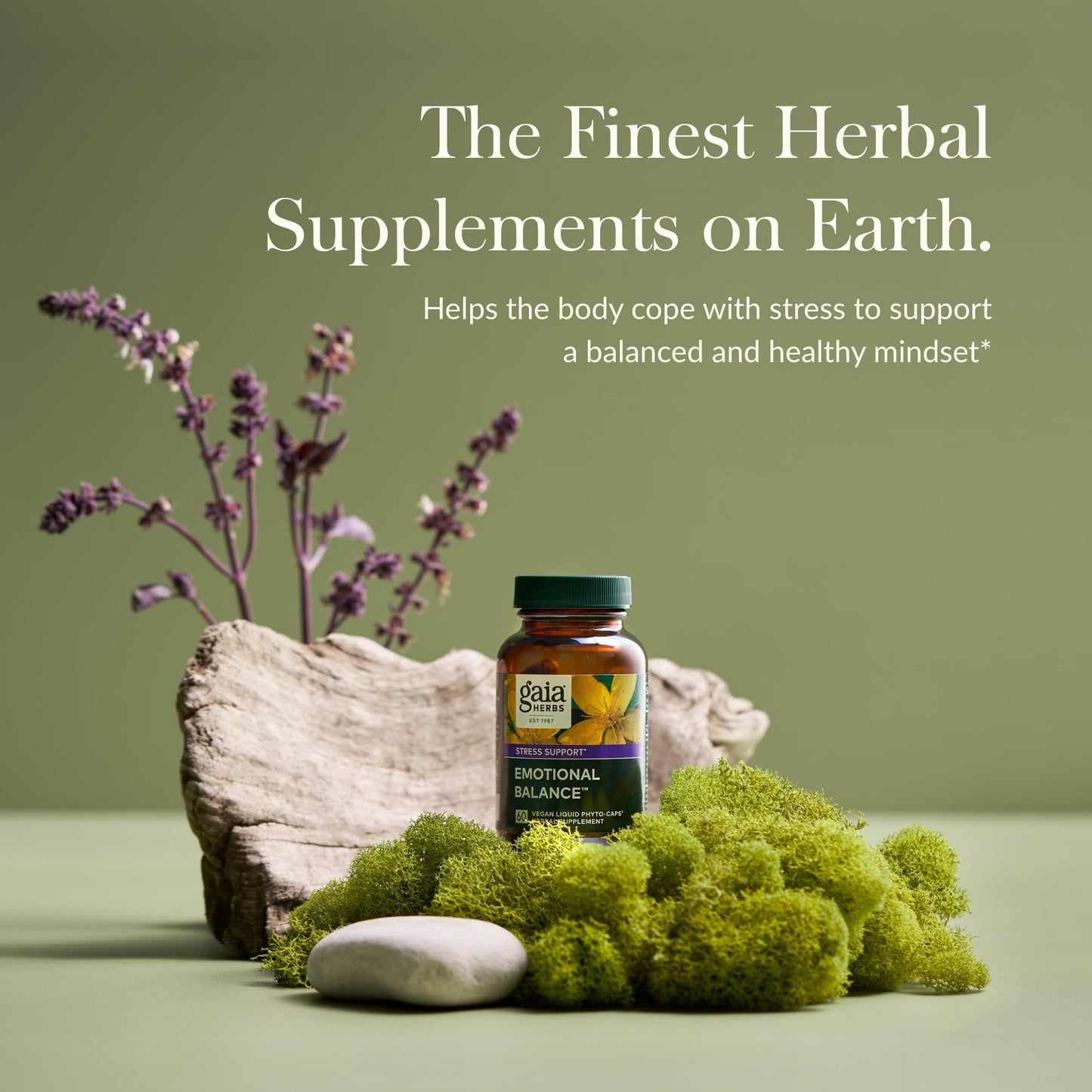 Gaia Herbs Emotional Balance - Stress Support - 60 Vegan Liquid Phyto-Capsules