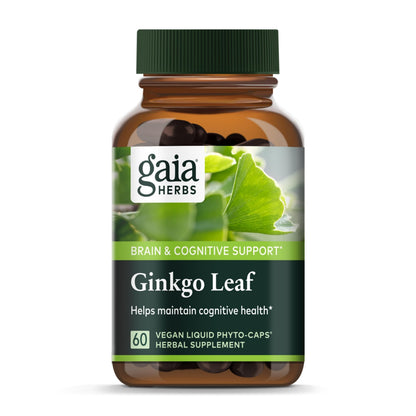 Gaia Herbs Ginkgo Leaf | Brain Health & Circulation | 60 Vegan Liquid Phyto-Capsules