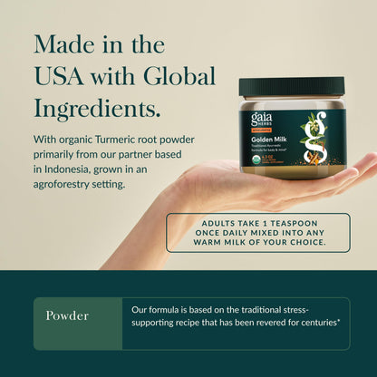 Gaia Herbs Golden Milk Powder – Organic Turmeric, Black Pepper & Ashwagandha | 4.3 oz