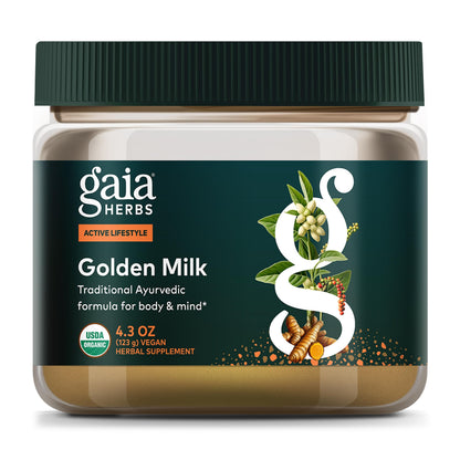 Gaia Herbs Golden Milk Powder – Organic Turmeric, Black Pepper & Ashwagandha | 4.3 oz
