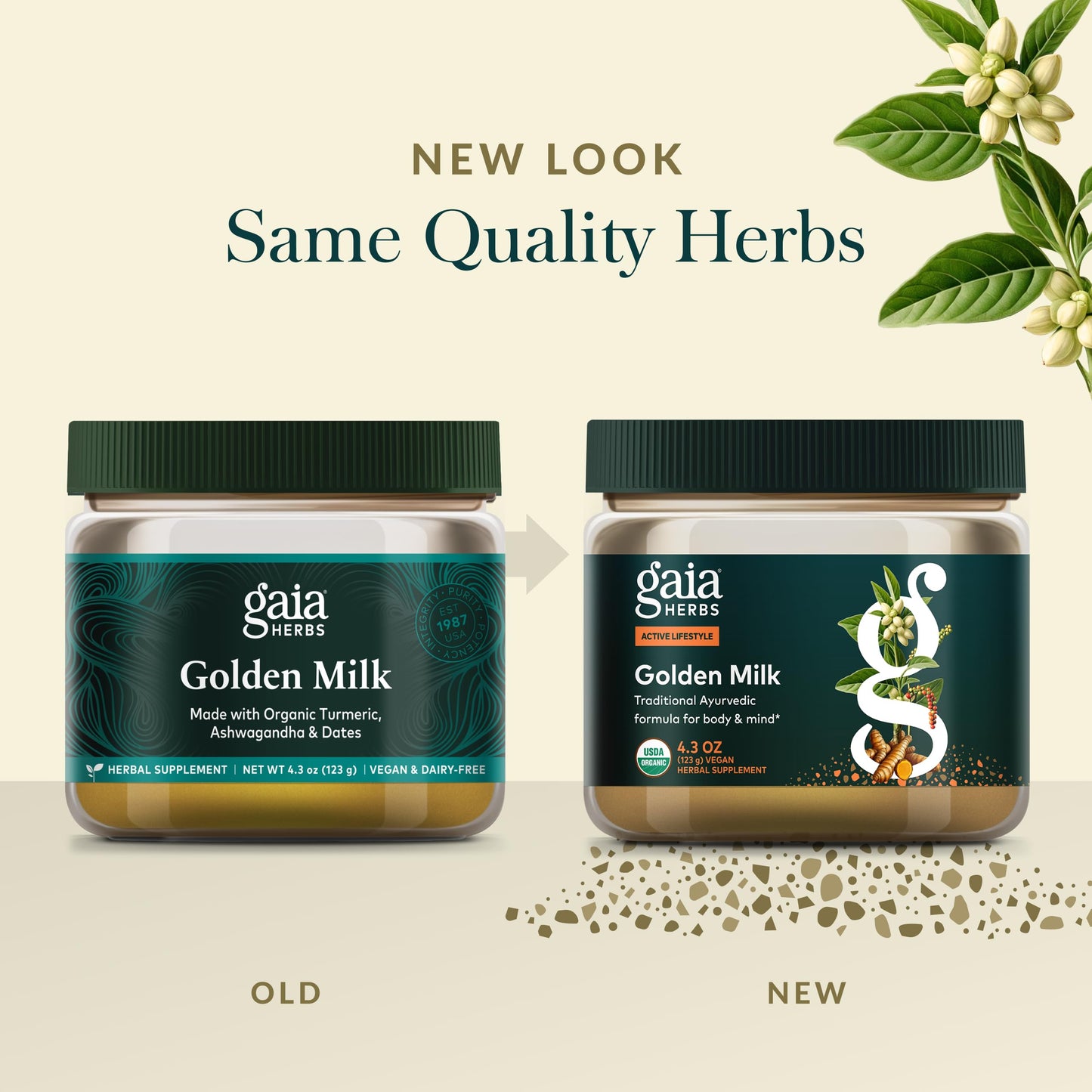Gaia Herbs Golden Milk Powder – Organic Turmeric, Black Pepper & Ashwagandha | 4.3 oz