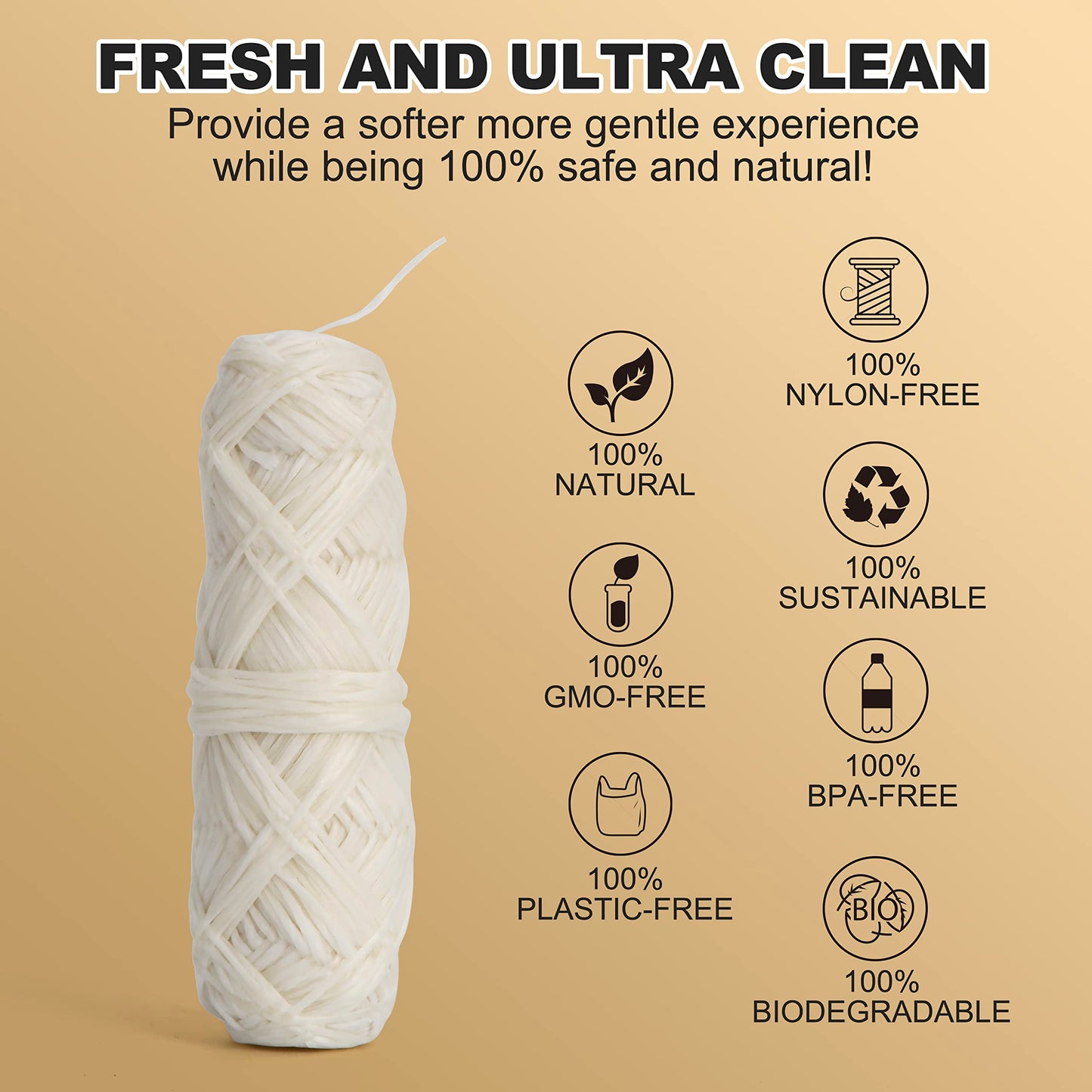 Gaia Guy Silk Dental Floss with Bamboo Holder – 2x33yds, Compostable Pure Silk, Refill & Reusable Case | Plastic-Free