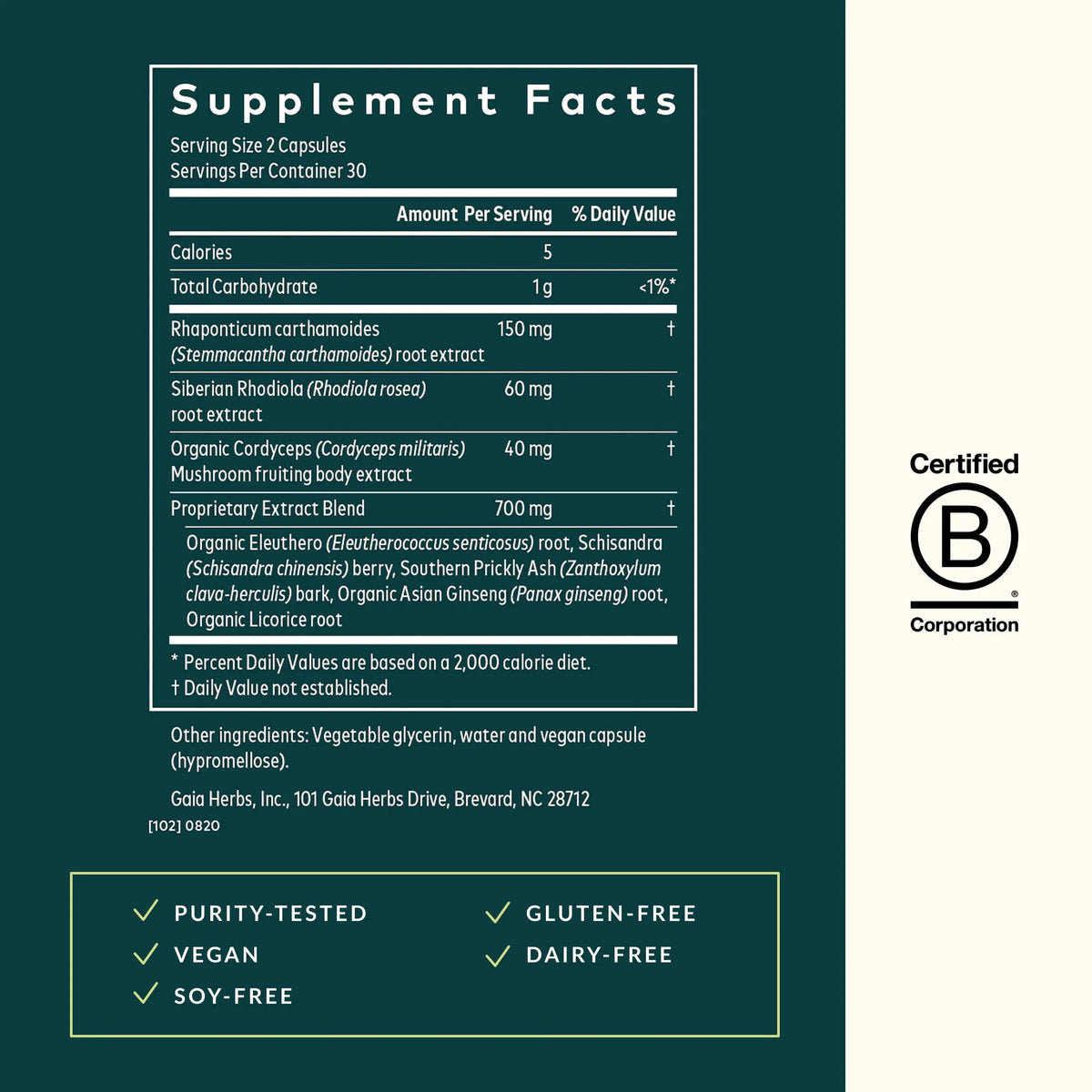 Gaia Herbs Adrenal Health Jumpstart | Adaptogenic Blend for Energy & Stress Support | 60 Vegan Liquid Phyto-Capsules BritishVita | Premium UK Vitamins & Wellness Supplements