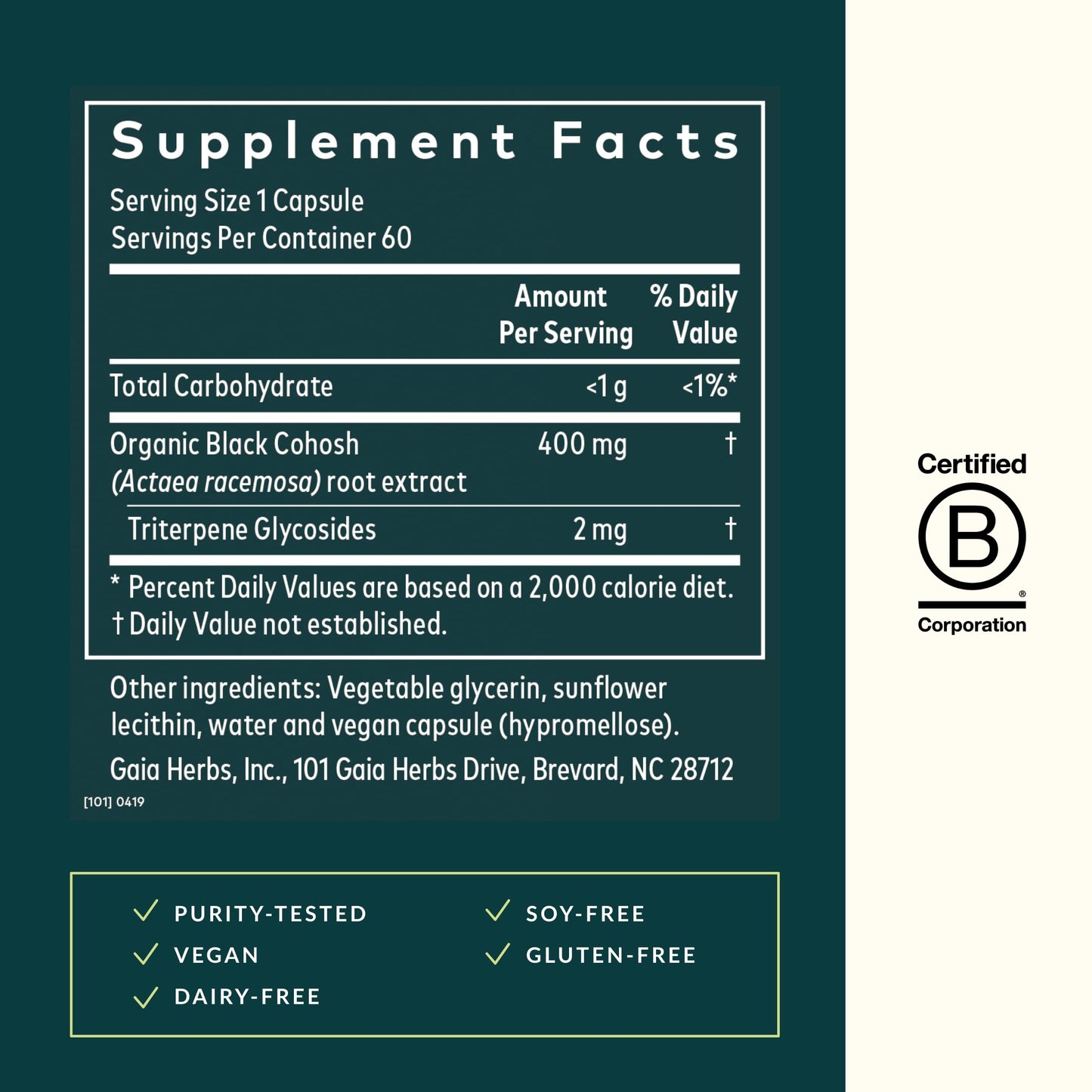 Gaia Herbs Black Cohosh – Menopause Support & Hormone Balance | 60 Vegan Capsules