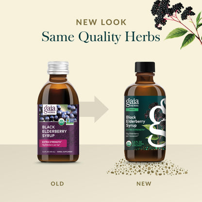 Gaia Herbs Black Elderberry Syrup - Immune Support - Organic Sambucus nigra - 5.4 Fl Oz (32-Day Supply) - USDA Certified Organic