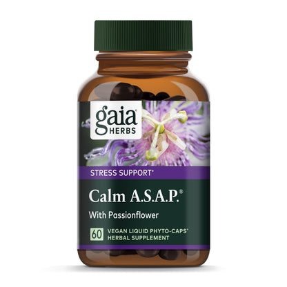 Gaia Herbs Calm A.S.A.P. — Stress Support Herbal Supplement | 60 Vegan Liquid Phytocaps, 20-Day Supply