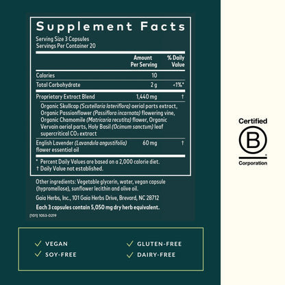 Gaia Herbs Calm A.S.A.P. — Stress Support Herbal Supplement | 60 Vegan Liquid Phytocaps, 20-Day Supply