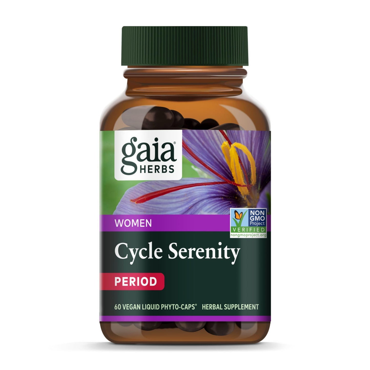 Gaia Herbs Cycle Serenity: Women's Hormonal Balance Supplement with Fenugreek, Saffron, Turmeric & Hawthorn | 60 Vegan Capsules