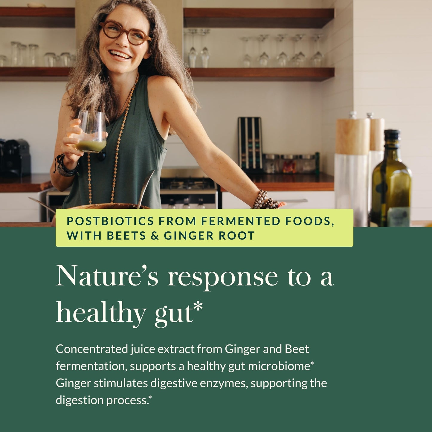 Gaia Herbs Ginger-Beet Postbiotic – Gut & Heart Health Support