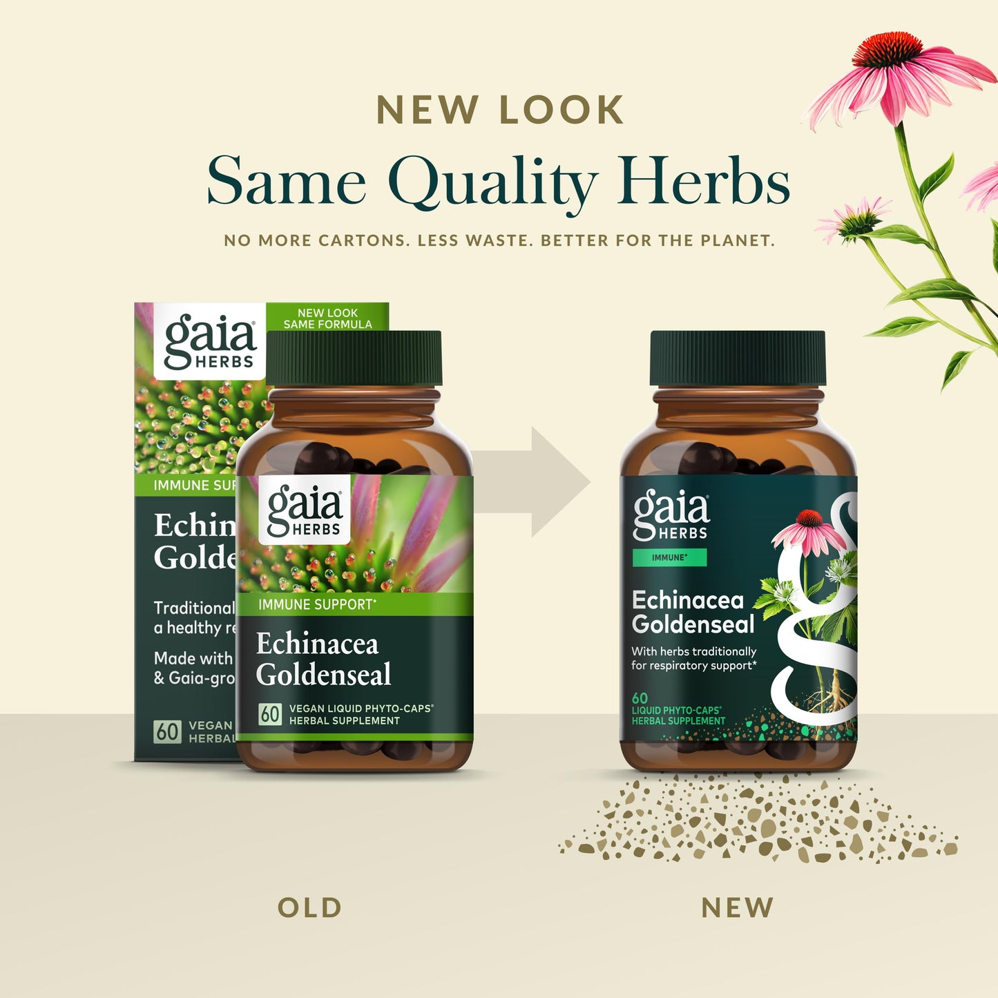 Gaia Herbs Echinacea Goldenseal - Immune Support & Respiratory Health - 60 vegan liquid phyto-capsules