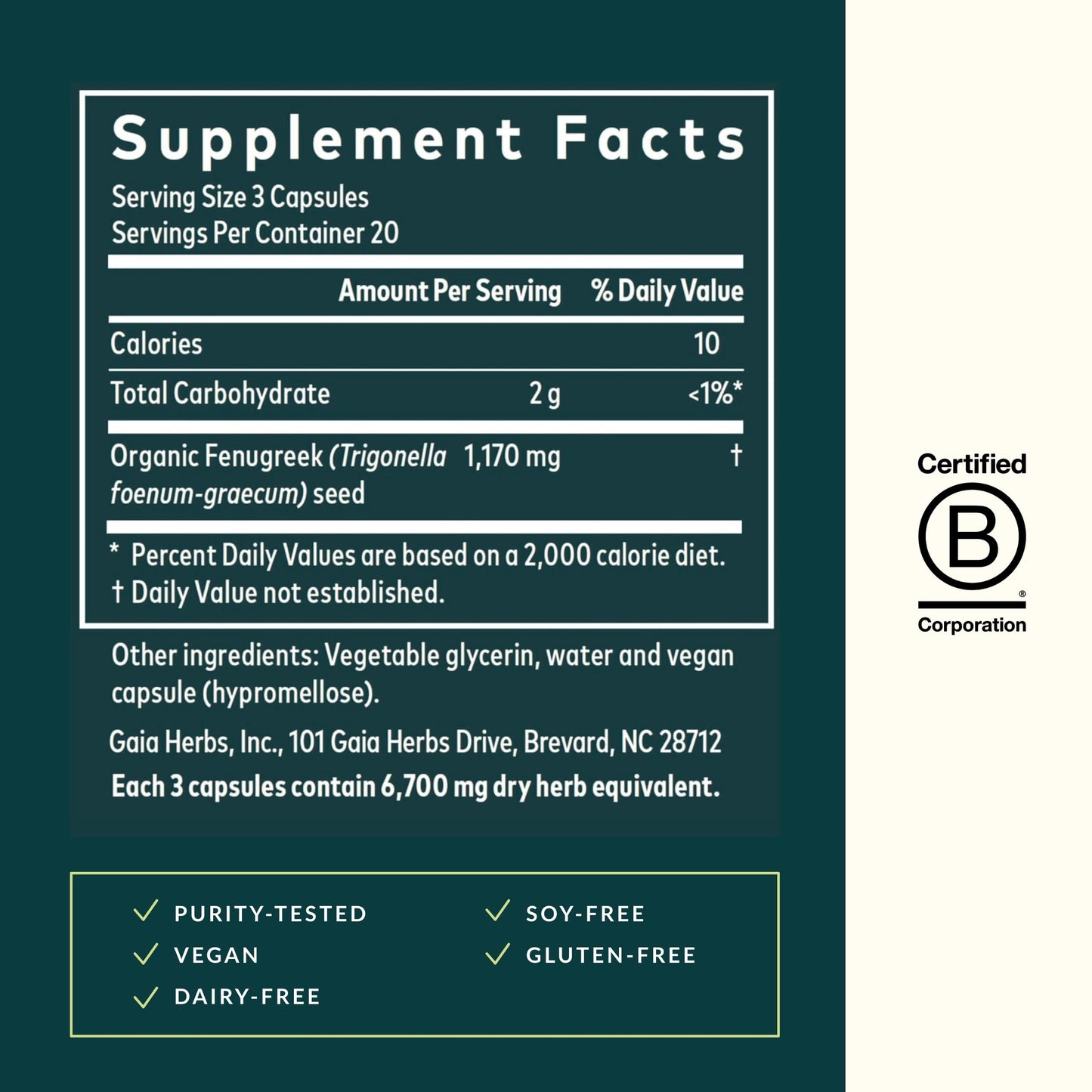 Gaia Herbs Fenugreek Seed – Supports Lactation & Breast Milk Production | 60 Vegan Capsules